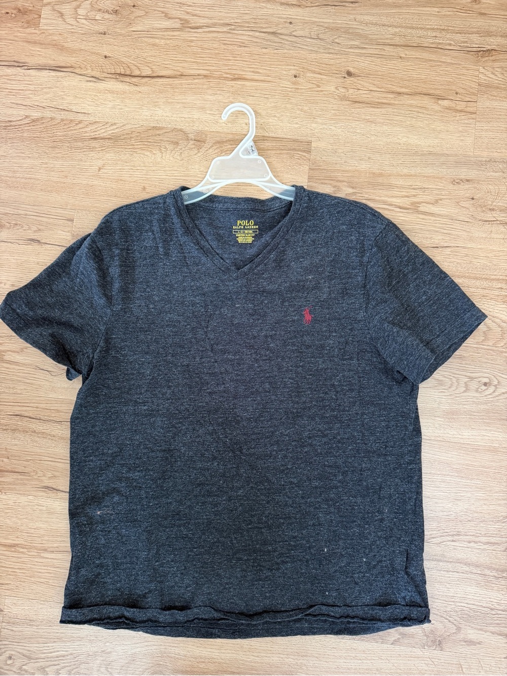 Polo by Ralph Lauren Dark Charcoal V‑Neck Tee with Red Pony